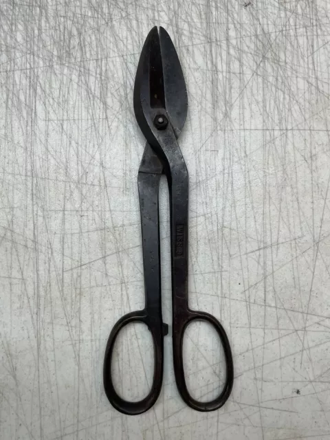 TIN SNIPS PAIR OF VINTAGE METAL SHEARS #9 WISS LARGE & SMALL