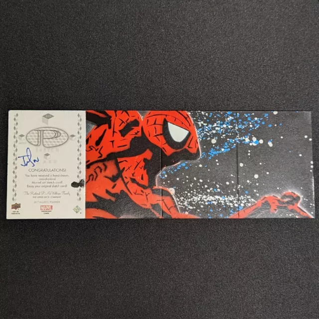 2017 UD Marvel Premier SPIDER-MAN 1/1 Jason Adams DUAL Sketch Card AIRBRUSHED