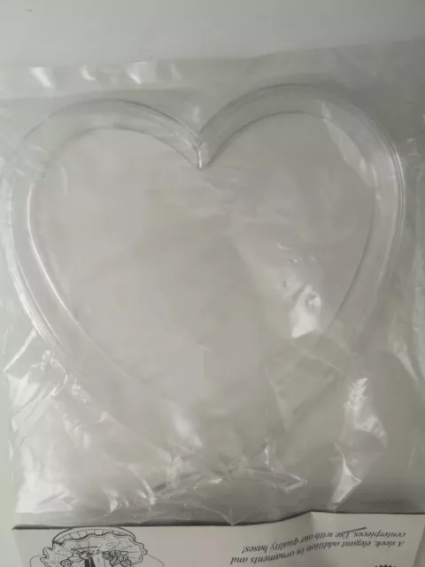 Vintage 1991 Wilton 5.5" Crystal-Look Heart Plastic Wedding Cake Topper New 3