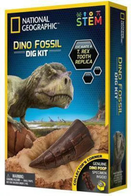 Kit Livro de Dinossauro e de Fóssil de Dente de Dinossauro para Escavar,  National Geographic - Dular