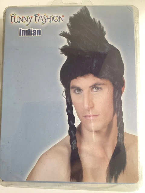 Widmann Indianer-Perücke – Schwarz, Kunsthaar, Mit Feder-Stirnband