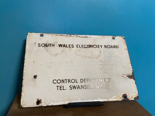 Vintage Enamel sign South Wales Electricity Board Swansea