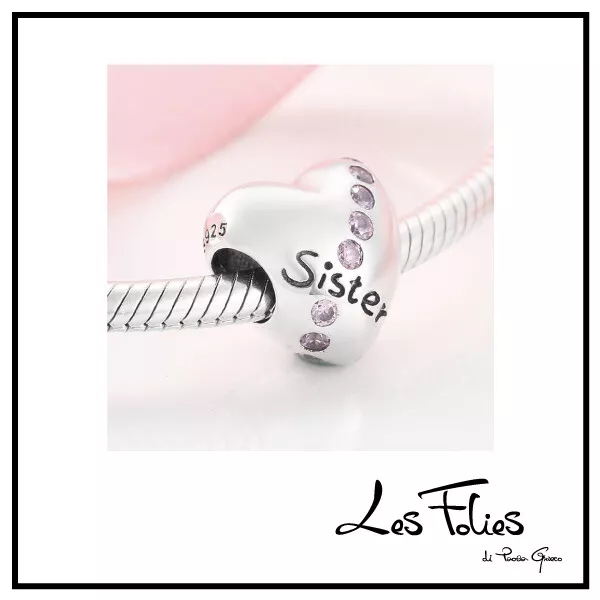 Charm Cœur Sister en Argent 925 - Les Folies (Modèle Pandora)