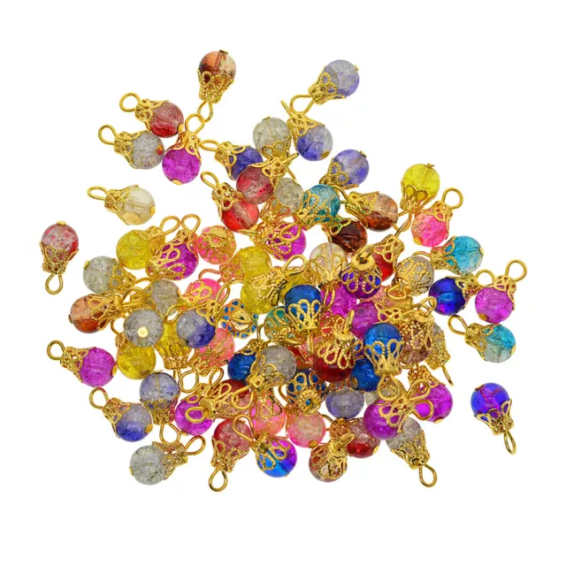 50Pc Filigrane Blumenkappe Anhänger Blumen Glasperlen Charms DIY Schmuck