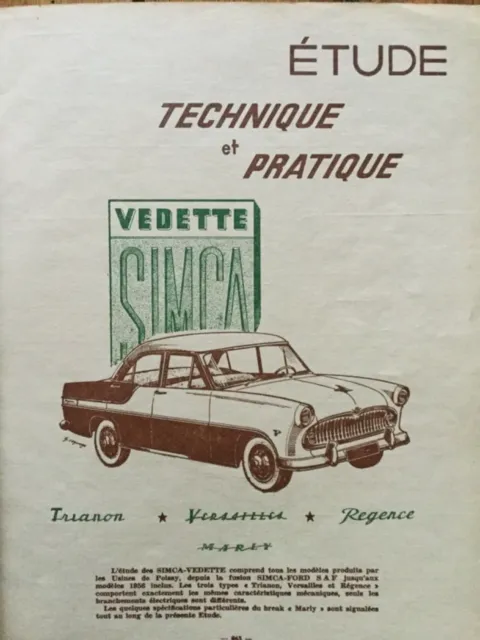 Revue technique automobile  RTA SIMCA VEDETTE TRIANON VERSAILLES RÉGENCE MARLY 3