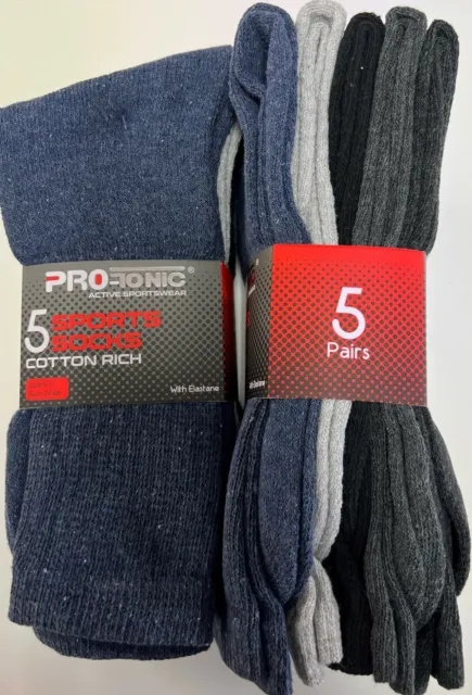 5-10 Pairs Men's Pro Sonic 5-Sports Cotton Rich Active Sportswear Socks UK 6-11