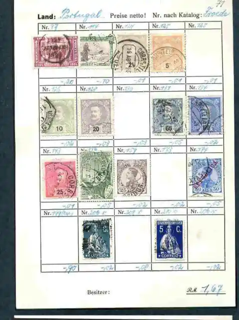 Briefmarken, 14 Stück, Portugal, um 1900 !!!