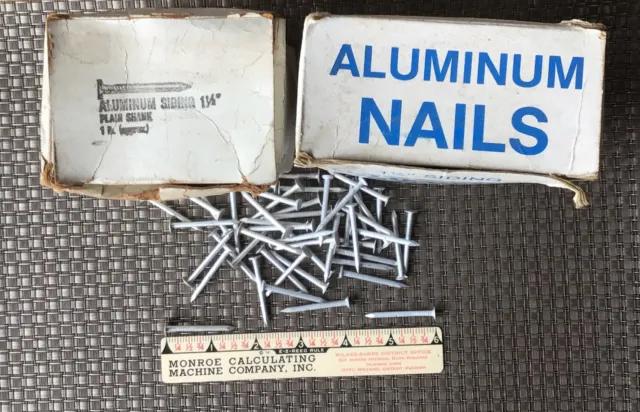 2 Full Boxes 3 Lb. 2 Oz. Total Nos 1 1/2” Aluminum Plain Shank Siding Nails