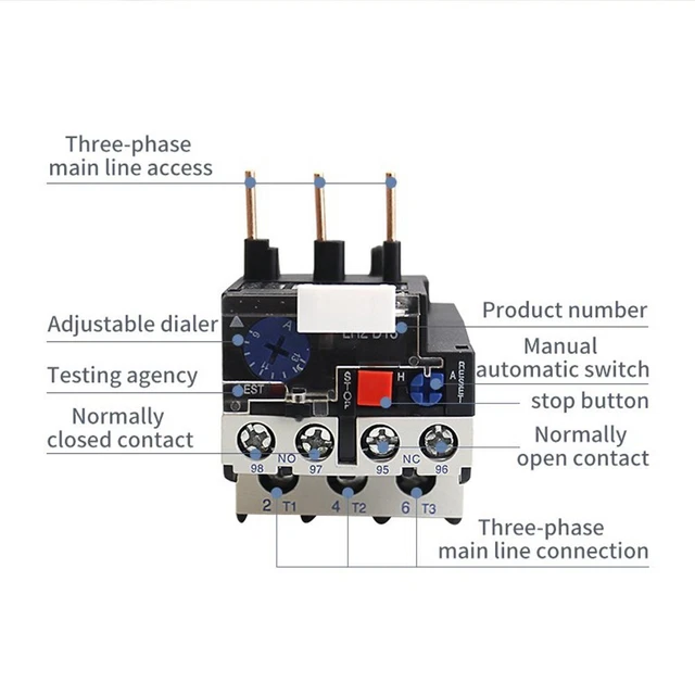Relè Termico Sovraccarico NR2-25 Per Motori AC - Protezione Da Guasto Fase E Sovraccarico (Range 4-6A) - Foto 13