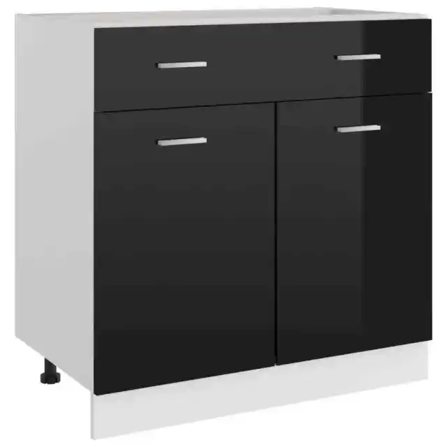 Armoire de plancher tiroir Noir brillant 80x46x81,5cm AgglomÃ©rÃ©