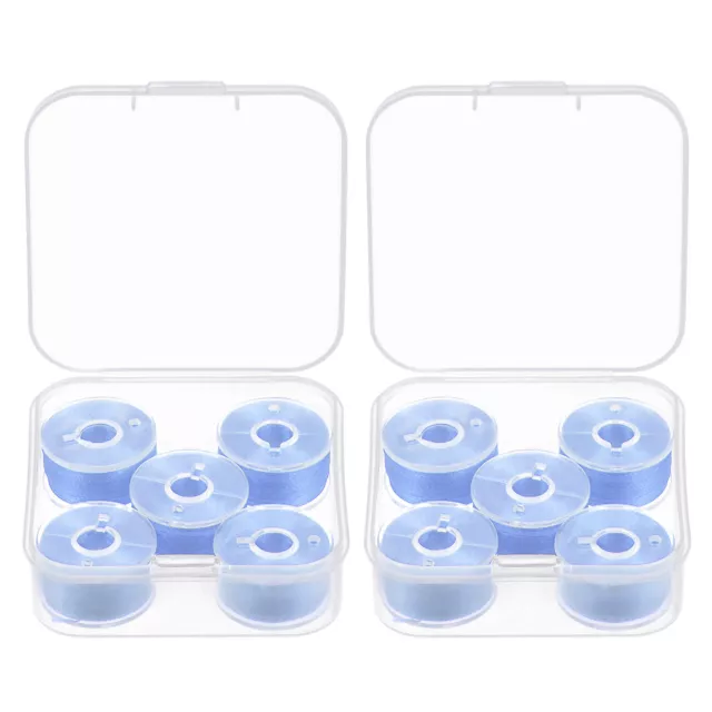 2set Prewound Sewing Bobbin Thread W Storage Plastic Case, Light Cornflower Blue