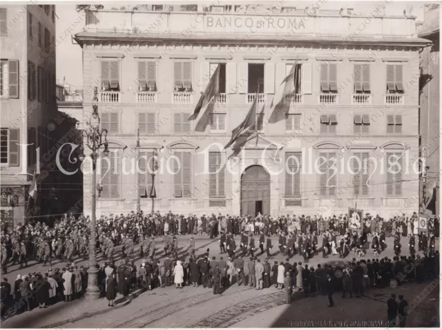 1932 GENOVA Palazzo Agostino Spinola Banco di Roma Parata militare Fotografia