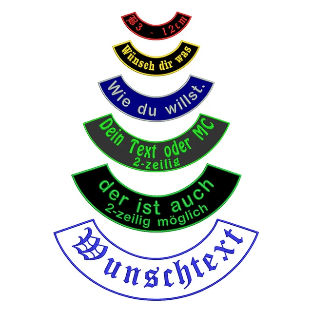 AUFNÄHER UNTERER BOGEN B3 Eigener Text Club MC Name Rockabilly Punk