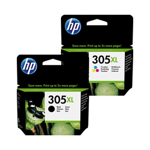 2 Cartucce  Hp 305Xl 1 Bk + 1 Tricolor Originali 3Ym62Ae + 3Ym63Ae