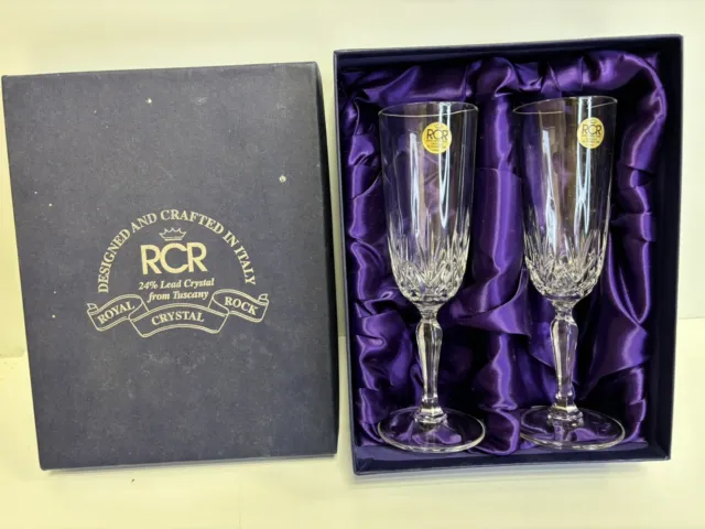 Rcr Royal Crystal Rock Champagne Glasses In Box