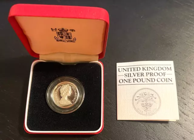 1984 Great Britain Silver One Pound Proof Piedfort Coin, Queen of England Royal