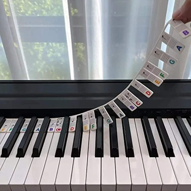 PIANO KEYBOARD STICKERS 88/61 Key Silicone Removable Note Labels for ...