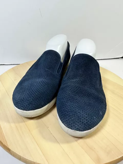 FITFLOP Women's 9 Sporty Pop Skate Slip On Navy Blue Comfort Sneaker Shoe Suede