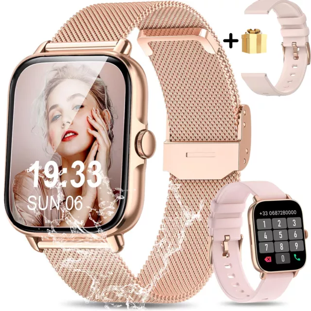 Smartwatch Damen mit Telefonfunktion 1,7" Display für Android & iOS - Roségold