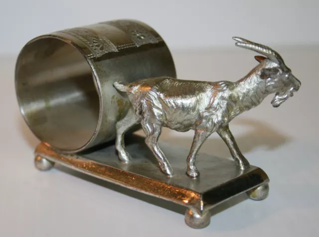 Victorian GOAT Silver Plated Napkin Ring Rectangular Base Meriden B Co  #195