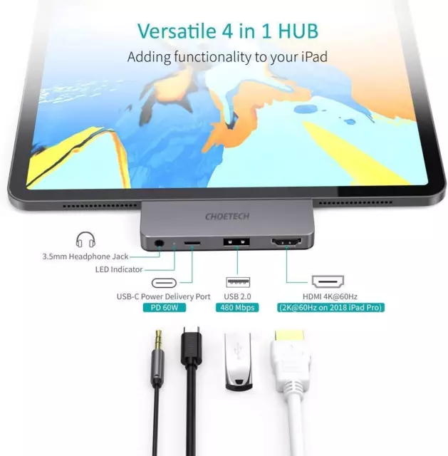 IPad Pro USB C Hub 4 In 1 Type C 4K 60HZ HDMI Adapter Display & Charging Adapter 3