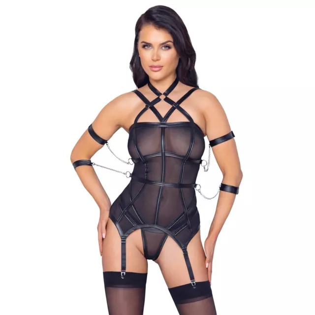 Set donna lingerie sexy cottelli bondage basco e stringhe