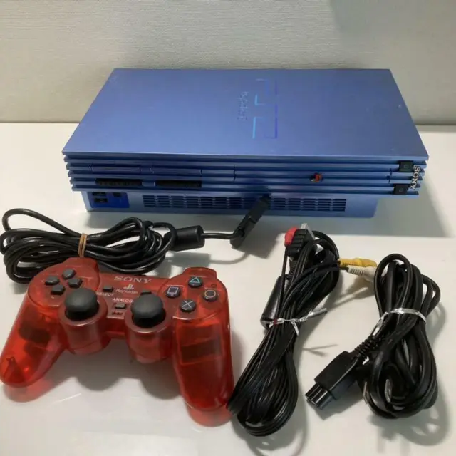 Sony PlayStation 2 SCPH-39000 Console Cable Controller blue PS2 tested working