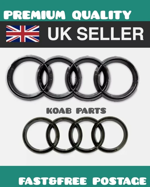 AUDI GLOSS BLACK Badge Rings Set Front Grille Rear Boot 273mm 192mm A1