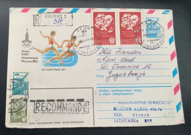 Russia Россия 1984 Kaunas Lithuania - used postal stationery cover to Novi Sad