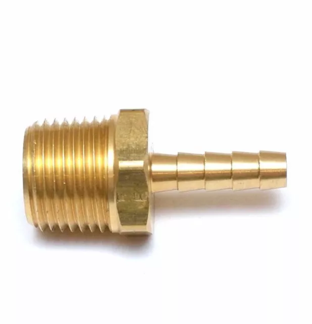 Straight 1/4 Hose ID to 1/2 Male Npt Brass Barbed Fitting Water Oil Gas Air Fuel
