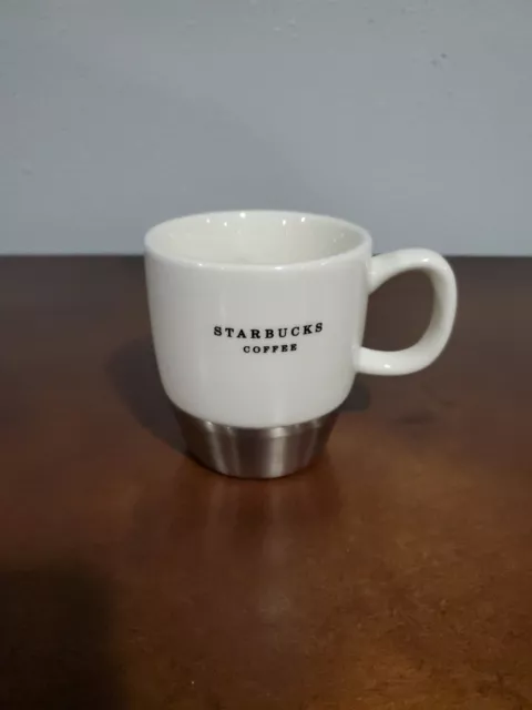 Starbucks Coffee Cup Mug 10oz White with Metal Base Bottom 2006 Ceramic