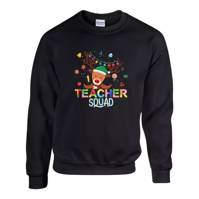 Maglione Natale Teacher Squad, Felpa Divertente Renna Animale Natale Unisex Top