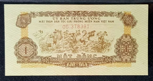 RARE 1963 VIETNAM South National Bank 1 Dong B/note (+FREE1 note)#20274