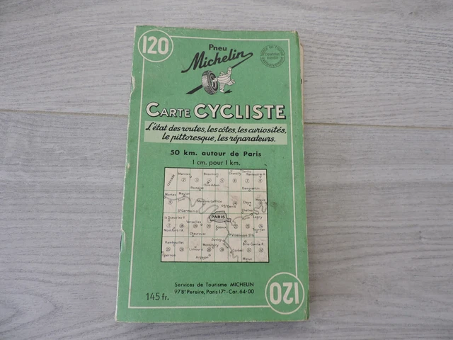 Carte Cycliste Michelin - 50 Km Autour De Paris - Édition 1949 - Ancienne