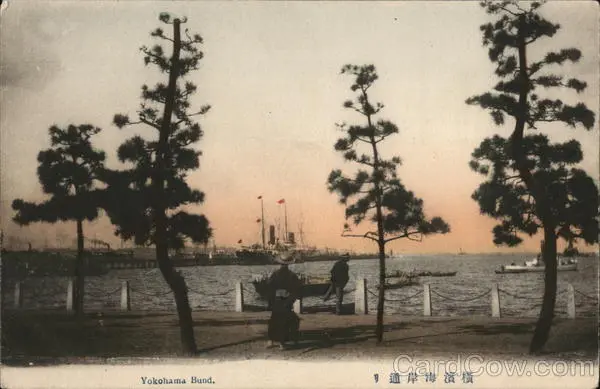 Japan Yokohama Bund Postcard Vintage Post Card