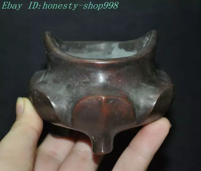 “宣德”Dynasty Marked Old Chinese Buddhism Temple Pure Bronze incense burner Censer