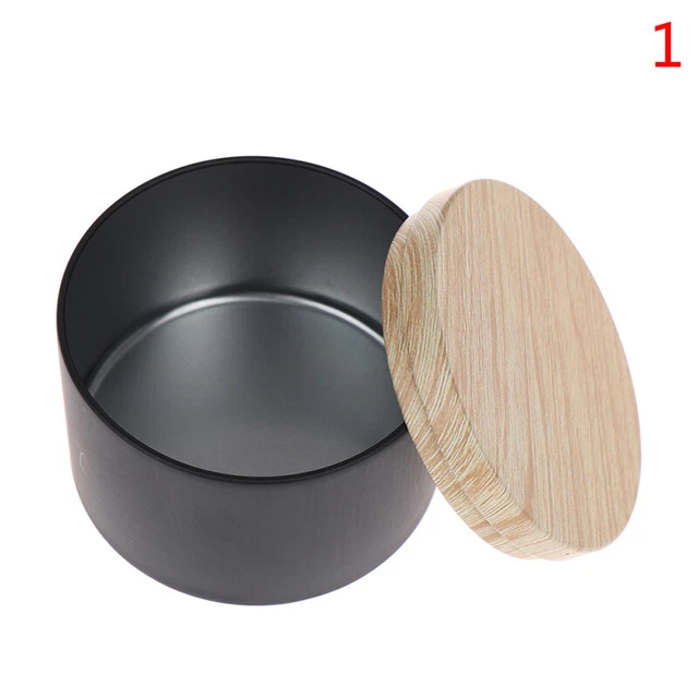 Jarros de almacenamiento vacío de placa de hojalata para hacer velas tapas de grano de madera olla cosmética té Bj Le