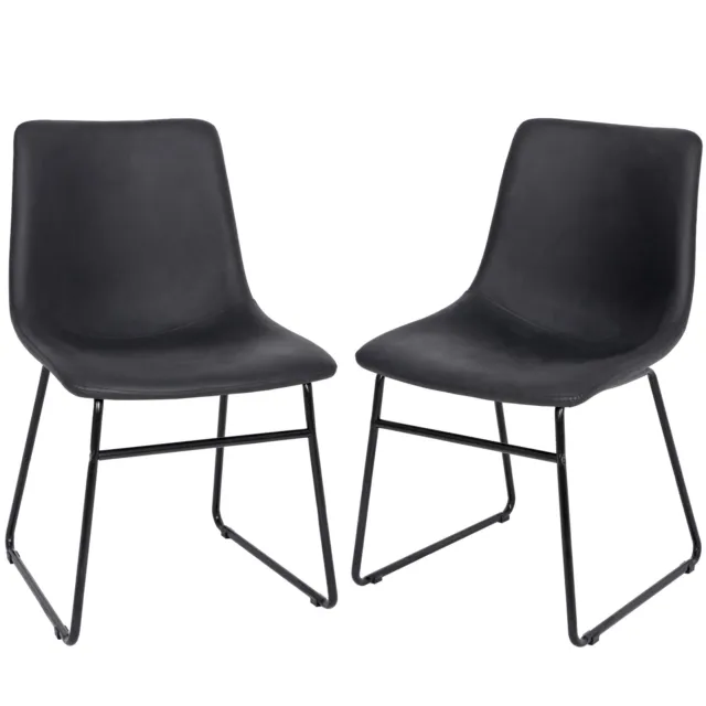 Kitchen Dining Chairs Mid-century Metal Leather Dining Chairs Set of 2