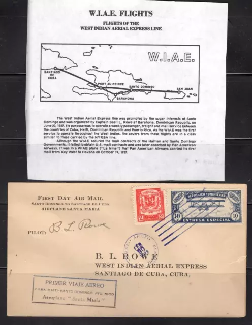 WIAE WEST INDIAN AERIAL WI- 2-20-1928  DOMINICAN R - C u b   sgn B L  ROWE  W-6