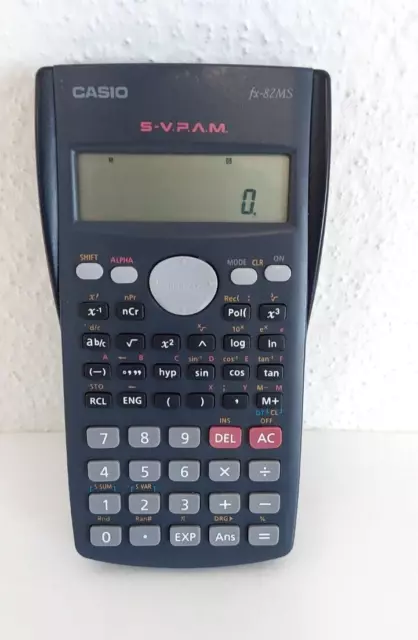 Casio Fx-82MS S-V. P.A.M Calculatrice Scientifique Avec Couvercle Fonctionne !!!