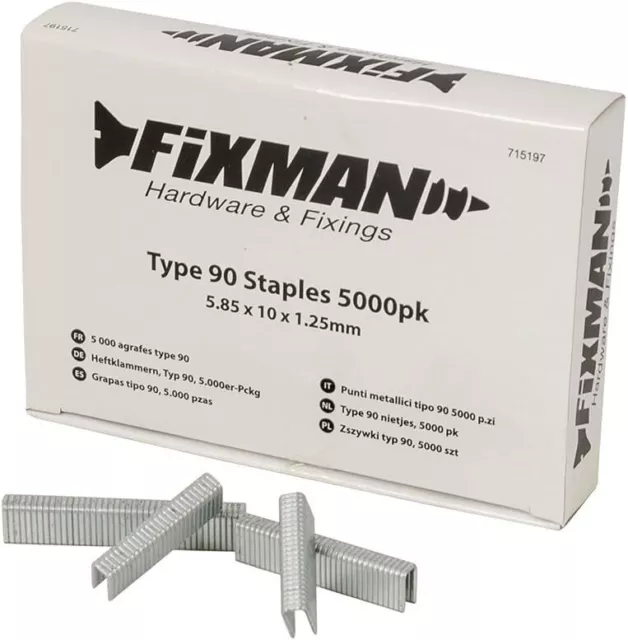 Fixman 715197 Type 90 Staples 5000pk 5.80 x 10 x 1.25 mm