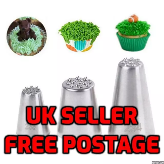Stainless Steel Grass Cake Decorating Tip Piping Pastry Icing Nozzles UK Free PP