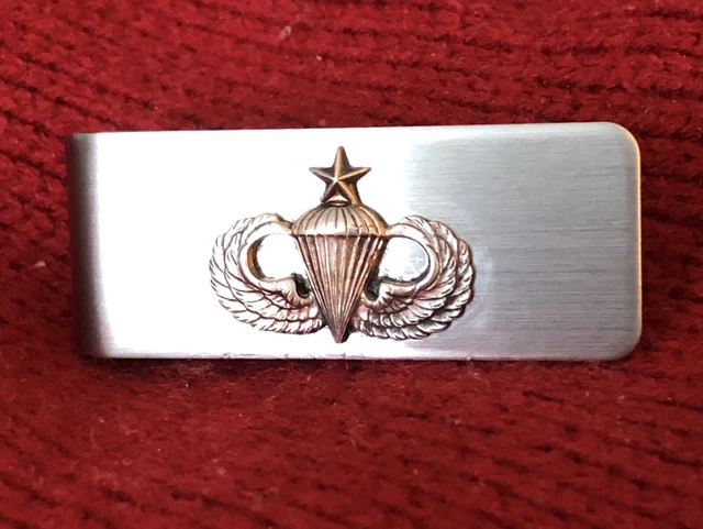 US ARMY Senior Paratroopers Jump Wings Paratrooper Stainless Steel Money Clip