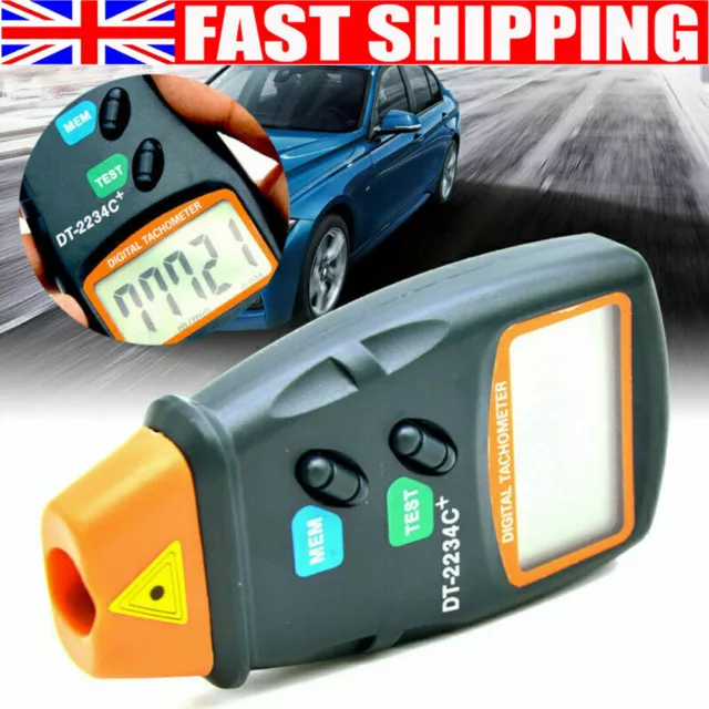 Digital Tachometer Non Contact Laser Photo RPM Tach Meter Motor Speed Gauge