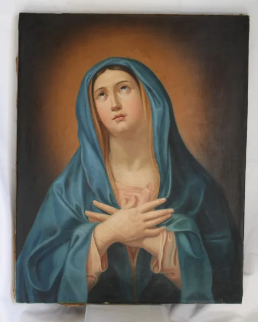 Madonna in preghiera da Guido Reni antico dipinto olio su tela  XIX secolo