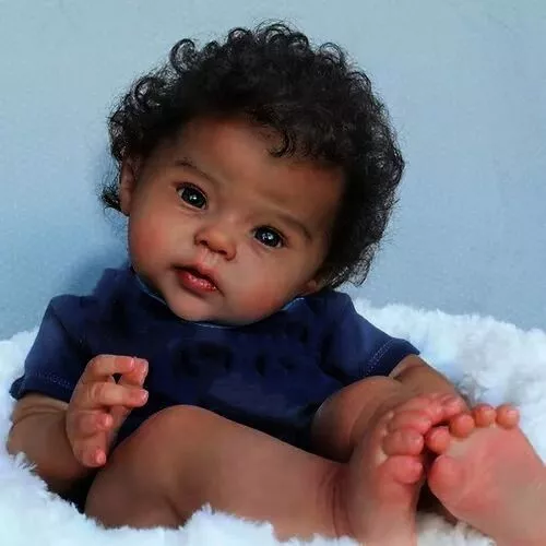 20in Realistic Reborn Baby Doll Lifelike African Black Skin 3D Handmade Kids Toy