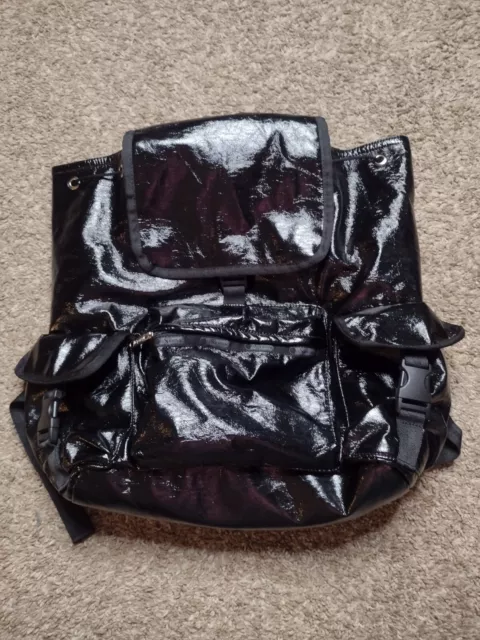 LeSportsac Voyager Backpack Black Shine Large Drawstring HH