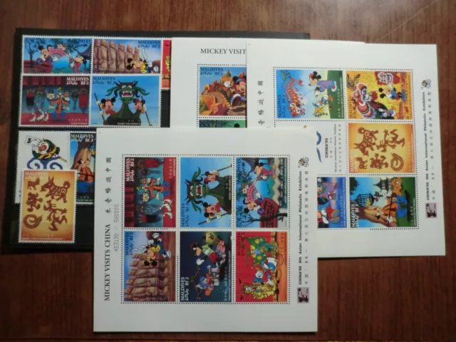 WALT DISNEY.3 souvenir sheets + 3 full set not used ** (5 photos)