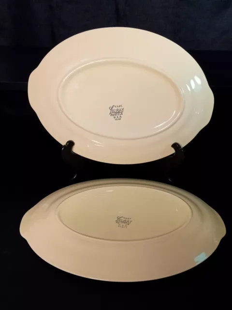 LuRay Pastels Pastel TST Taylor Smith Taylor yellow Oval Platter 12" inch plates 2