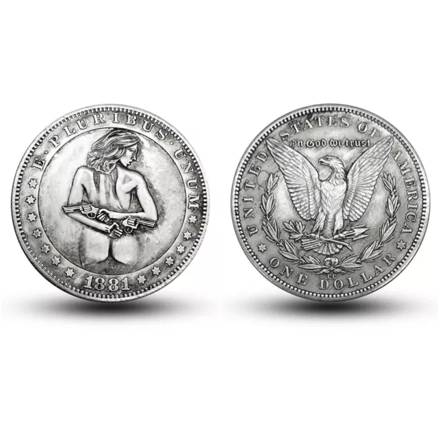 American 1881 Morgan Double-shot Girl 1 Dollar Commemorative Coins Collection KS